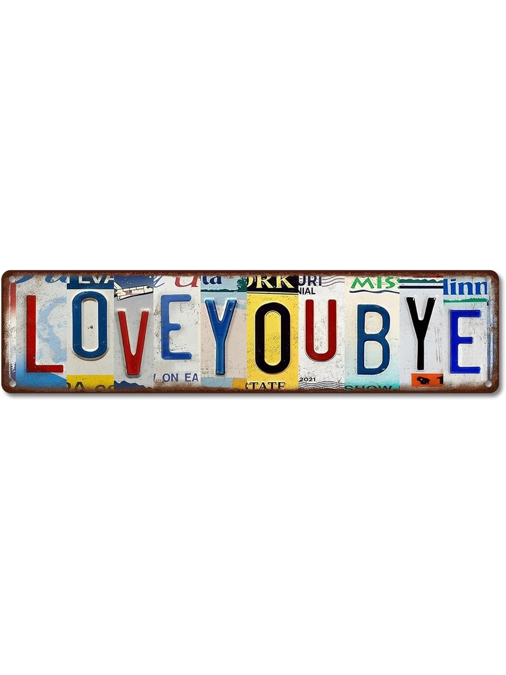 Urban Outfitters Multi‑Color LOVE YOU BYE License Plate Wall Sign